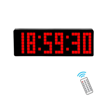 Ceas Digital de Masa si de Perete cu Lumina Led Rosu, Cronometru, Timer, Calendar, Alarma, Termometru, Functie Snooze, 5 Trepte de Intensitate, Telecomanda, 32cm