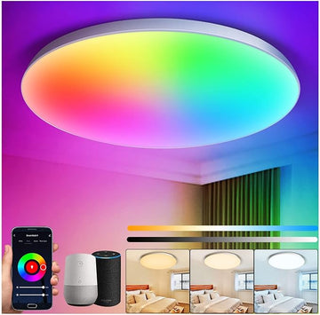 Aplica RGB+CCT cu Led Inteligent, 30W, Tuya, Control din Aplicatie, Autonomie 50000 de ore, Lumina Calda si Rece, Control Vocal, Sincronizare Muzicala, WiFi 2.4 GHz, 32cm, Alb - Frize