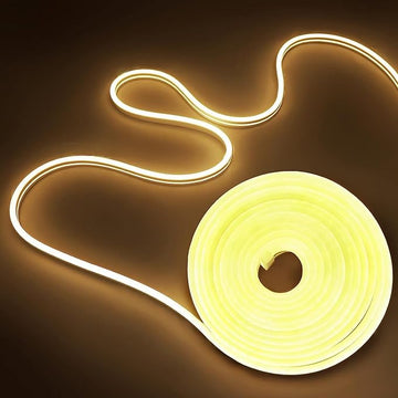 Banda Neon LED Galben 5M cu Rezistență la Apă – Iluminare pentru Interior și Exterior cu Adaptor Inclus