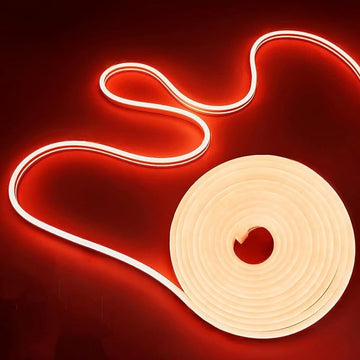 Banda LED Neon Roșie de 5m pentru Interior și Exterior – Rezistentă la Apă cu Adaptor Inclus pentru Iluminat Ambiental
