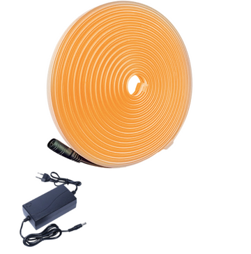 Banda Neon cu Led Portocaliu, Interior/Exterior, Rezistenta la Apa, Adaptor Inclus, 5M