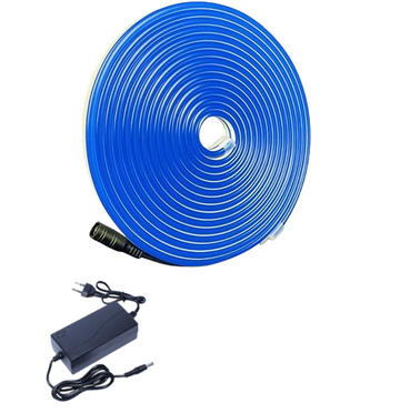 Banda Neon cu Led Albastru, Interior/Exterior, Rezistenta la Apa, Adaptor Inclus, 5M