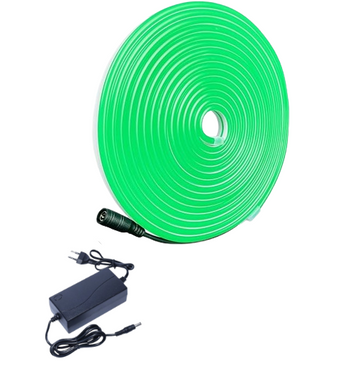 Banda Neon cu Led Verde, Interior/Exterior, Rezistenta la Apa, Adaptor Inclus, 5M