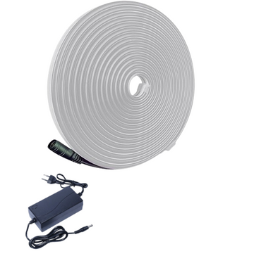 Banda Neon cu Led Alb Rece, Interior/Exterior, Rezistenta la Apa, Adaptor Inclus, 5M