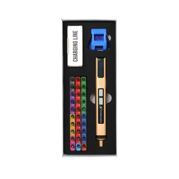 Set Surubelnita Electrica 35 in 1 Fara Fir, Biti Magnetici, Incarcare Rapida USB Tip C, Lumina Led Pentru Precizie, Bronz