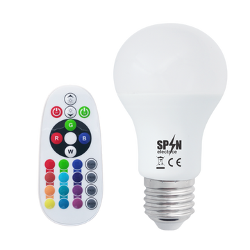 Led izzó E27, 8W=70W, Rgb+6400K, hideg fény, 850Lm + Smart Remote Control Kit