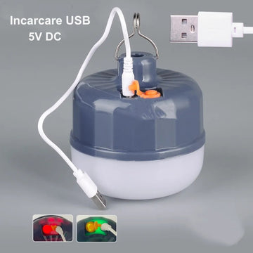 Bec LED 60W cu Acumulator – Lumină Portabilă pentru Camping, Grădină sau Activități în Aer Liber