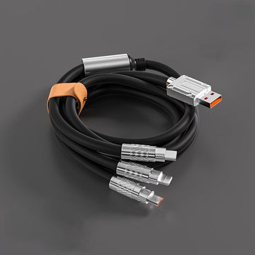 Cablu Fast 100W 3 în 1 pentru Încărcare Rapidă – Micro USB, Tip C și iOS, Compatibil cu Smartphone-uri și Tablete