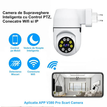 Camera de Supraveghere la Priză cu IP - PTZ 360˚ - WiFi și APP / V380