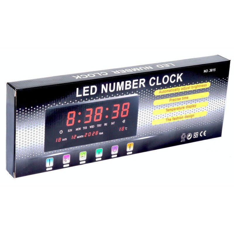 Ceas Electronic de Perete Lumina Roșie NO-3615D - Frize