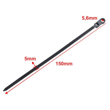 Set 100 Coliere de Plastic Negru 5 x 150mm cu Cap Montabil – Soluție Ideală pentru Organizarea Cablariei și Îmbinări