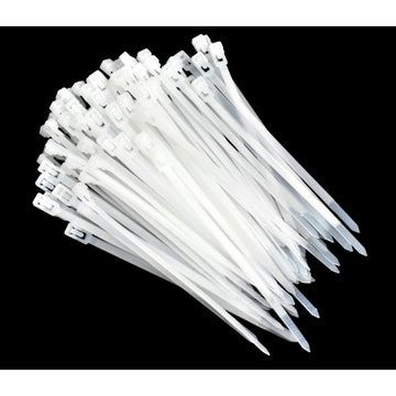 Set de 100 Coliere Reutilizabile din Plastic Alb 5x200mm – Soluție Ideală pentru Organizare Cablu, Proiecte DIY și Întreținere