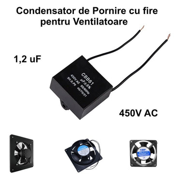 Condensator Pornire Motor cu Fire / 1,2uf 450V