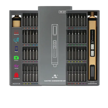 Set Șurubelniță Electrică 50 în 1 cu Biti Magnetici – Fără Fir, Încărcare Rapidă USB Tip C și Iluminare LED pentru Precizie, Culoare Bronz