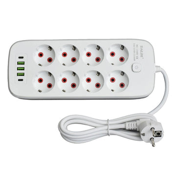 Prelungitor Multifuncțional 2m cu 8 Prize și 3 x USB 2.1A, 2 x PD și Intrerupător – Soluție Ideală pentru Birou sau Acasă