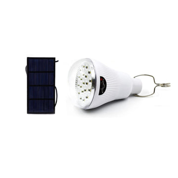 Bec LED KlaussTech Incarcare Solara, 12W, Exterior, Panou Solar 6V, Alb