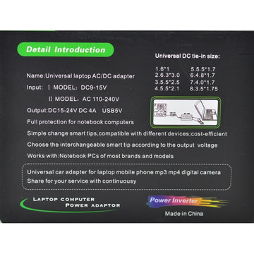 Incarcator Universal de Laptop pentru Casa si Masina AC/DC 100W - Frize