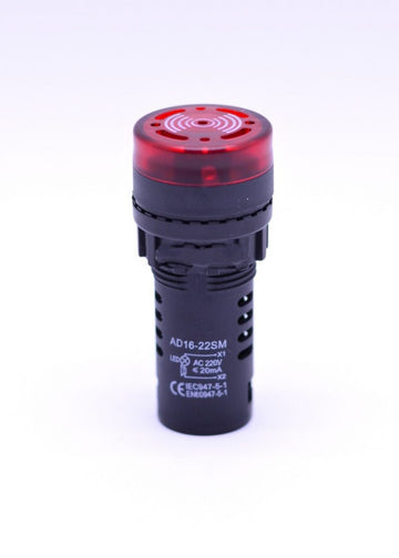 Indicator Rosu cu Alarma si Lumina 220V / 22MM