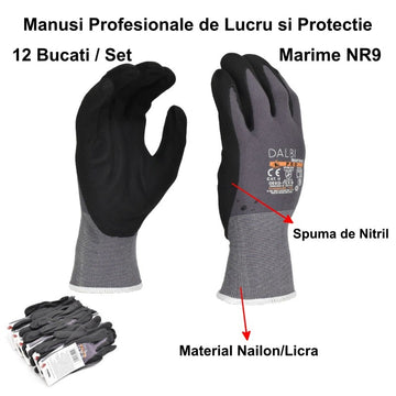 Manusi de Lucru Profesionale cu Nitril NR9. - 12 buc/set