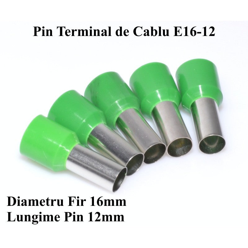 Pin Terminal de Cablu E16-12 Verde, 100Buc/Set - Frize