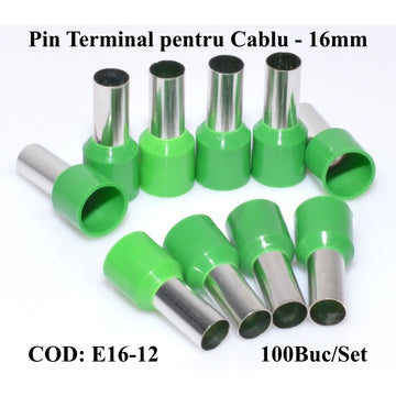 Pin Terminal de Cablu E16-12 Verde, 100Buc/Set - Frize