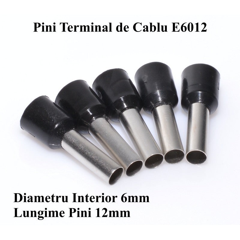 Pin Terminal de Cablu E6012 Negru, 100Buc/Set - Frize