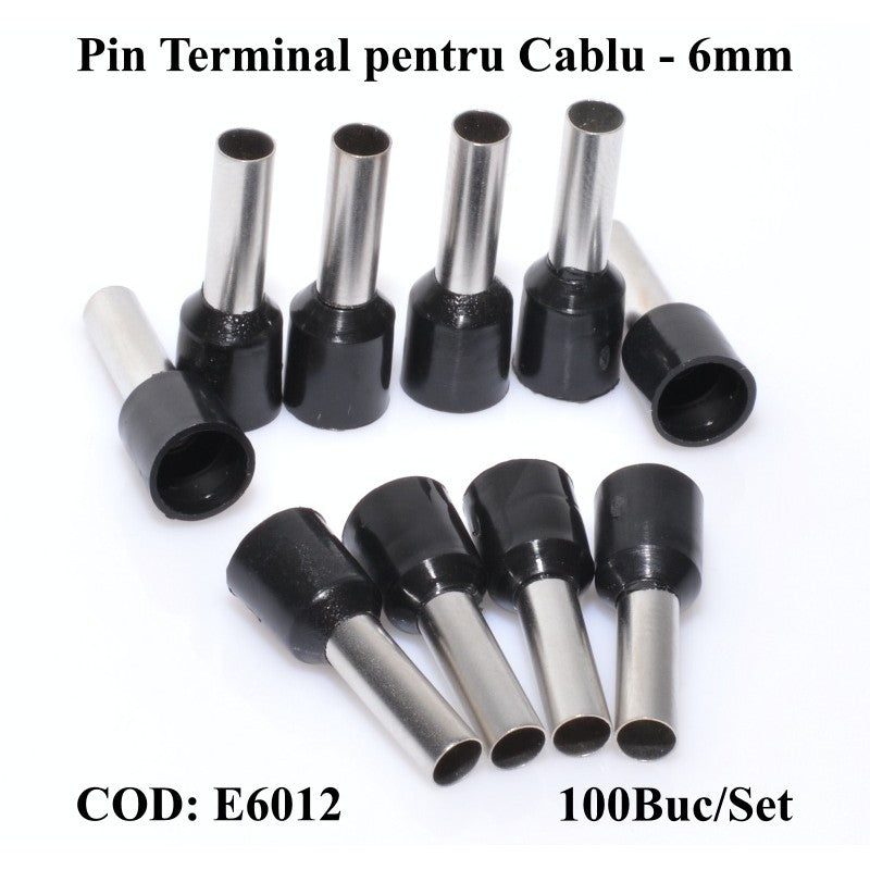 Pin Terminal de Cablu E6012 Negru, 100Buc/Set - Frize