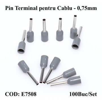 Pin Terminal de Cablu E7508 Gri, 100Buc/Set - Frize