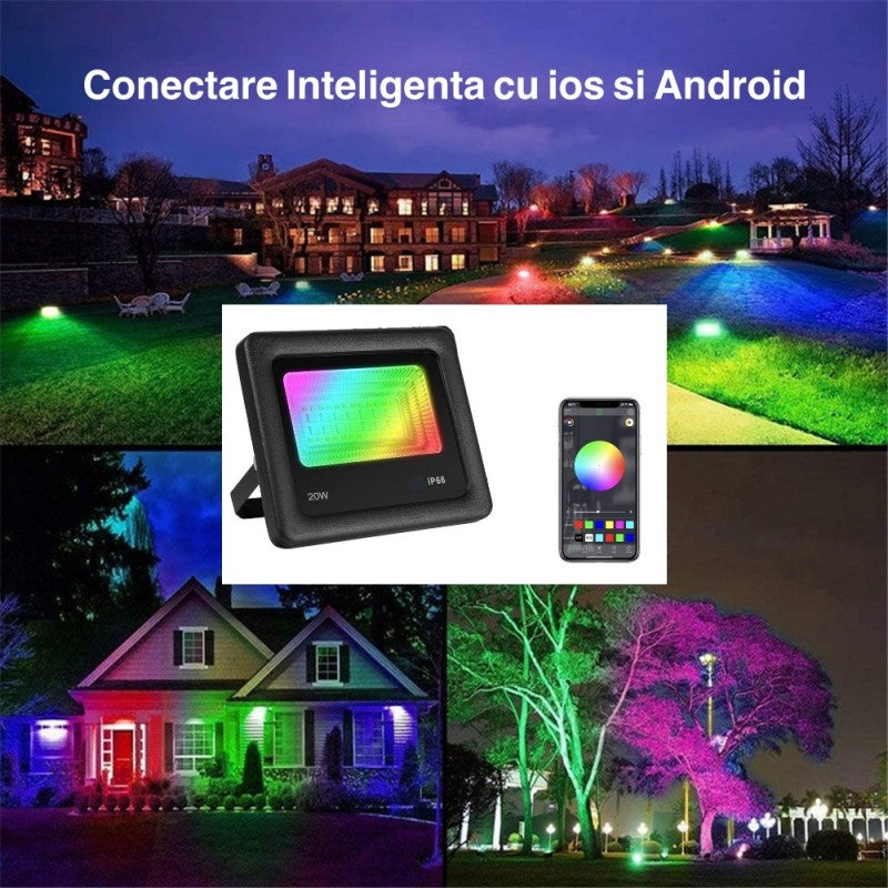 Proiector Smart Led RGBCW 20W cu Bluetooth - Frize