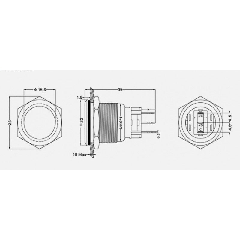Push Buton 22mm/24V Lumina Verde - Frize