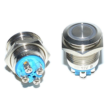 Push Metalic 16mm cu Led fara Retinere  12V - Frize