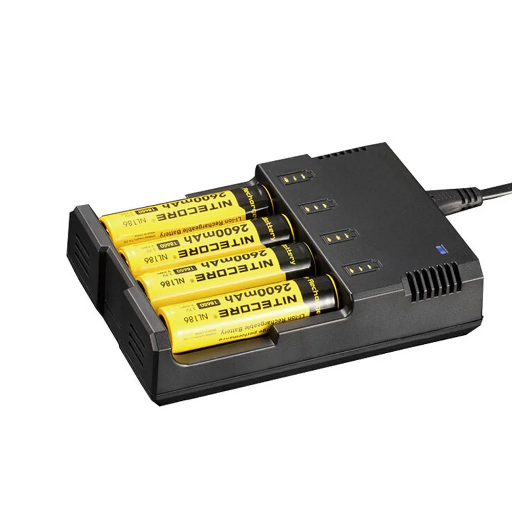 Incarcator Pentru 4 Acumulatori Li-ion Ni-MH Ni-Cd Afisaj Baterie, Compatibil cu 26650 22650 18650 18490 18350 17500 14500 10440 16350 CR123 - Frize