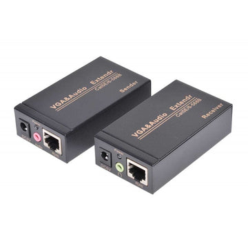 Extender VGA cu Audio, Extindere pana la 100M, Transmitere Utp/Ftp, Negru