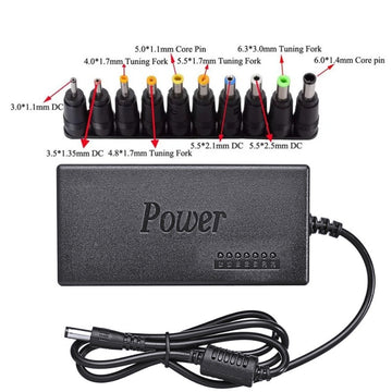 Încărcător Universal 120W pentru Laptop cu 10 Mufe de Conectare – Compatibil cu Toate Modelele de Laptop, Culoare Neagră