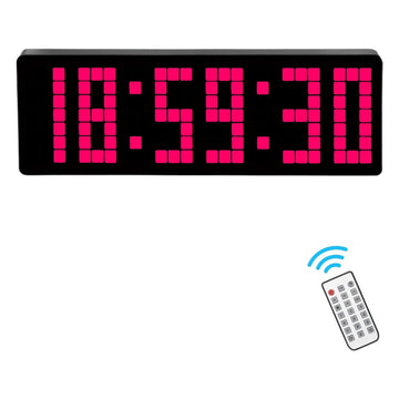 Ceas Digital de Masa si de Perete cu Lumina Led Roz, Cronometru, Timer, Calendar, Alarma, Termometru, Functie Snooze, 5 Trepte de Intensitate, Telecomanda, 32cm (Copy)
