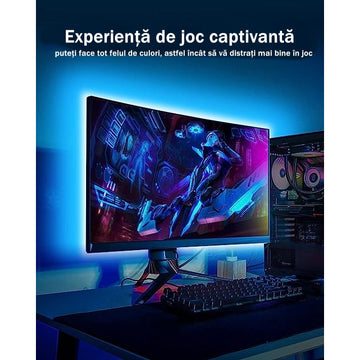 Kit Banda Led RGB pentru TV, Lungime 2M, Iluminare Personalizata cu Banda LED USB, Telecomanda Inclusa, Protectie IP20 - Frize