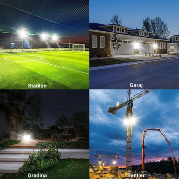 Proiector LED 145W cu Lumină Rece, Rezistent la Apă pentru Utilizare Interioară și Exterioară - Negru
