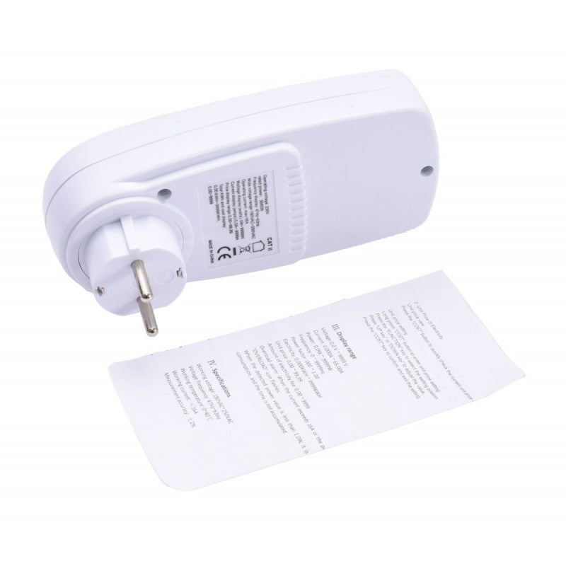 Priza cu Contor si Afisaj Digital de Energie, Ecran LCD, Max 16A, Alb - Frize