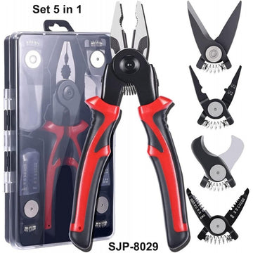 Set Multifuncțional 5 în 1 - Patent, Dezizolat, Clește, Sertizat, Foarfecă / Model SJP-8029