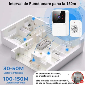 Sonerie de Ușă Video Wi-Fi M8 cu Integrare Tuya – Dispozitiv de Securitate pentru Monitorizare la Distanță