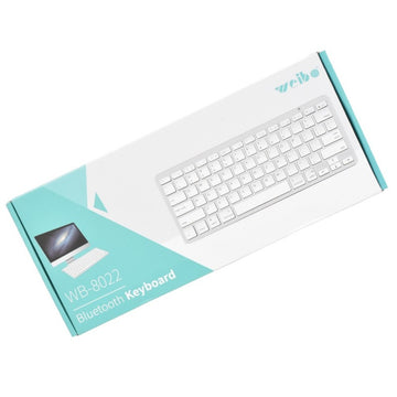 Tastatură Slim Argintie Bluetooth WB-8022 – Tastatură Wireless Compactă pentru Birou și Utilizare Acasă