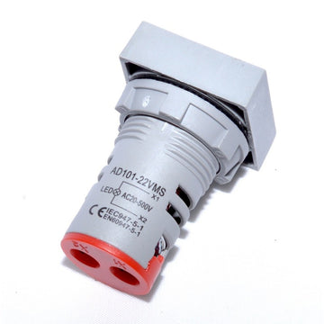 Voltmetru Patrat de Panou 22mm, Rosu - Frize