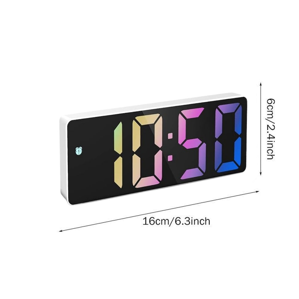 Ceas Electronic de Masa cu Lumina Led RGB, Temperatura, Alarma, Comanda Vocala, 2 Trepte de Lumina, 160 X 60 X 25 mm, Alb - Frize
