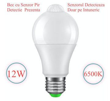 Bec cu LED si Senzor de Miscare  E27-12W-6500K - Frize