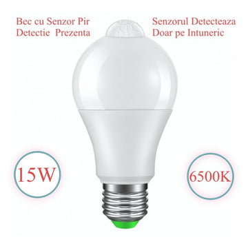 Bec cu LED si Senzor de Miscare E27-15W-6500K - Frize
