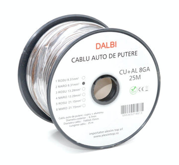 Cablu Auto de Putere Maro CU+AL 8GA 6,7mm, 25m/Rola - Frize