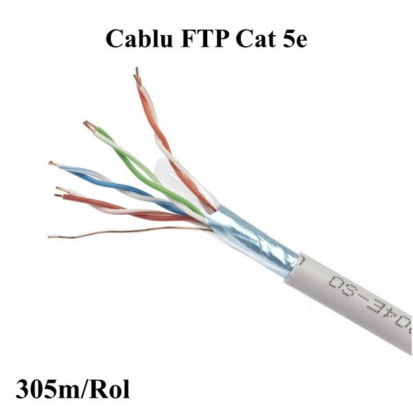 Cablu FTP Cat 5 Aliaj 8 fire x 0,55mm², 305m/Rol - Frize