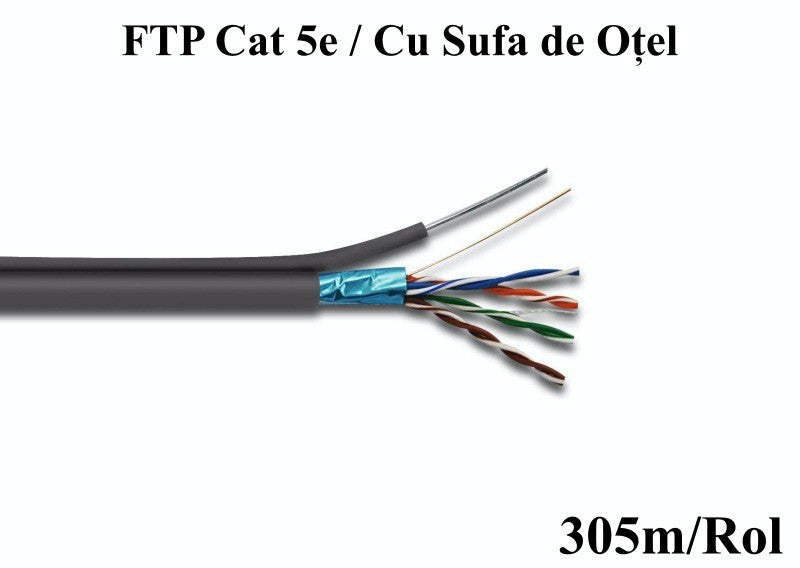 Cablu FTP Cat 5 cu Sufa 8 Fire x 0,55mm², 305m/Rol - Frize