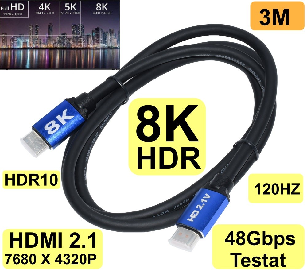 Cablu HDMI 8K HDTV 2.1V / 3M - Frize
