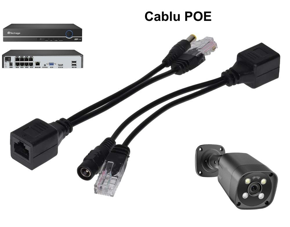 Cablu Pasiv Poe, Utp + Alimentare / Negru - Frize